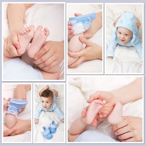 Happy baby boy and his little foots — Stock Photo, Image