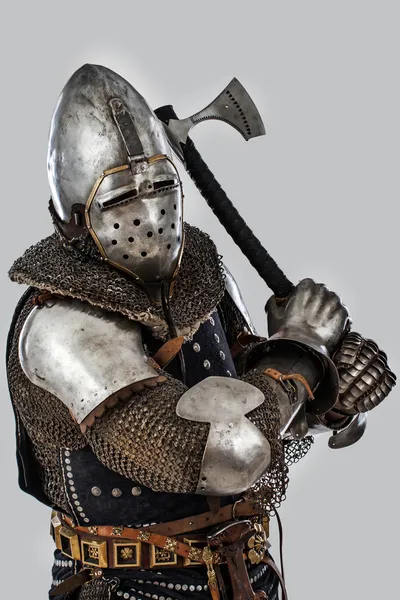 Knight who is threaten with his hatchet — Stock Photo, Image