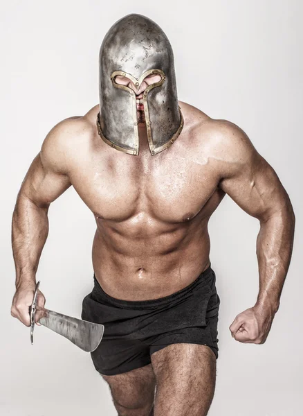 Angry barbarian with veined body — Stock Photo, Image