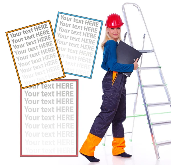 Woman worker  with folder — Stock Photo, Image