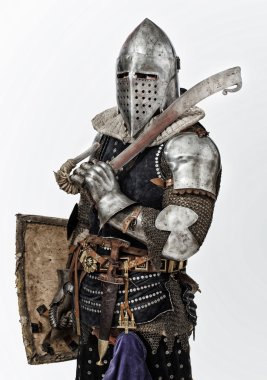 Kalkanı ile silahlı knight portresi