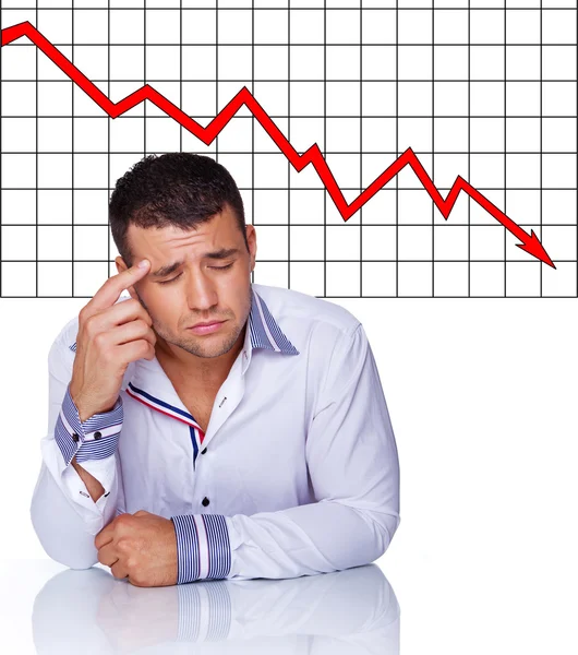 Businessman in leaning on the white table — Stock Photo, Image