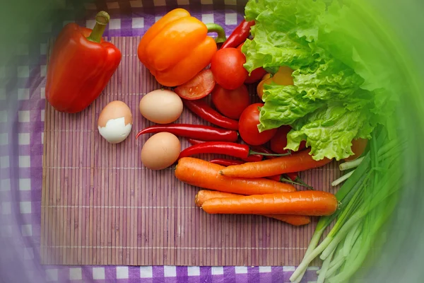 Carrots, eggs and other vegetables — Stock Photo, Image