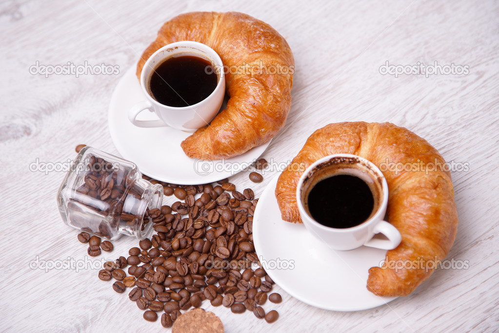 Two coffees and two croissants