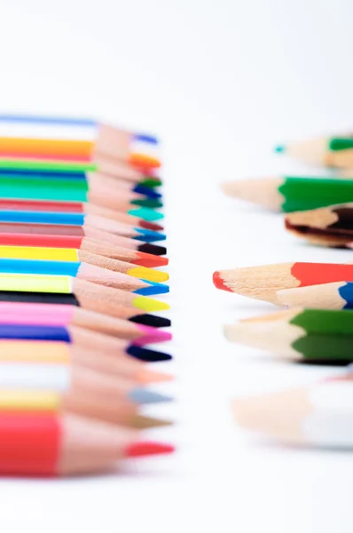 Two lines of pencils in front of each other — Stock Photo, Image