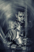 Картина, постер, плакат, фотообои "hero with a sword in armor", артикул 41242377
