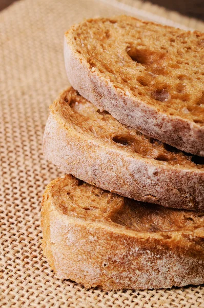 Three slices of ciabatta bread — Stock Photo, Image