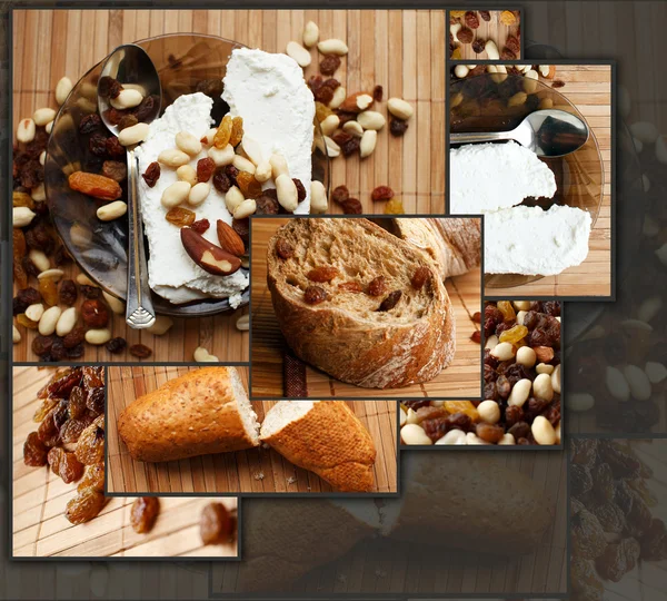 Bröd med torkade frukter och nötter — Stockfoto