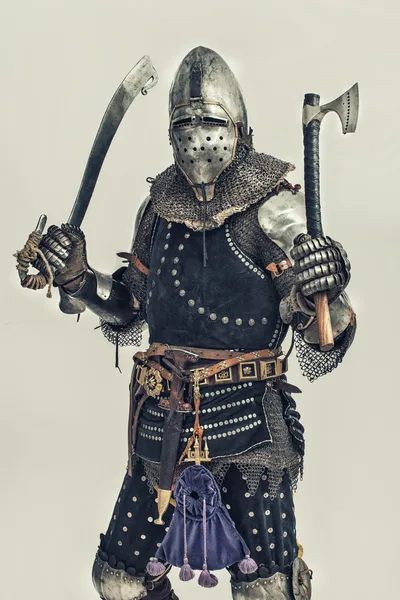 Knight with weapon — Stock Photo, Image