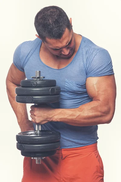 Man with dumbbell — Stock Photo, Image