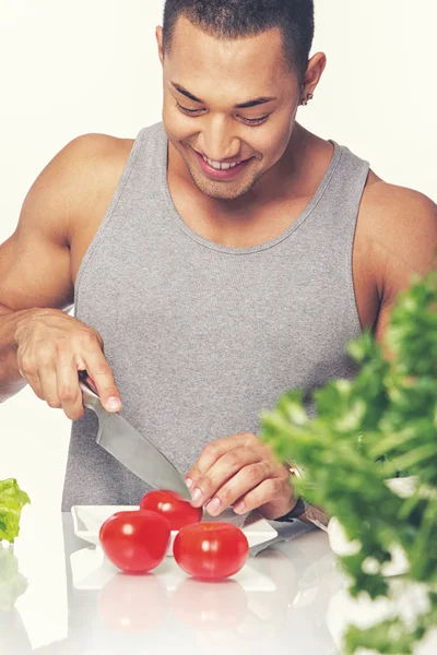 Muž a zelenina — Stock fotografie