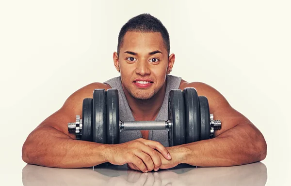 Man with dumbbell — Stock Photo, Image