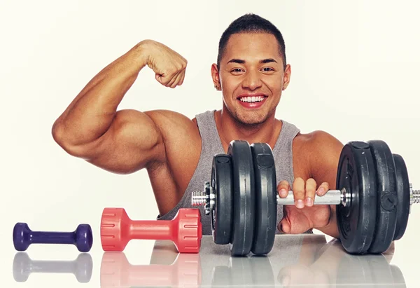 Man with dumbbells — Stock Photo, Image