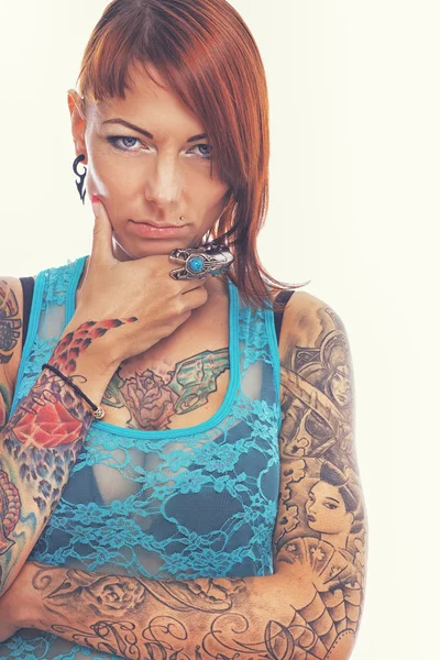 Tatuato ragazza — Foto Stock