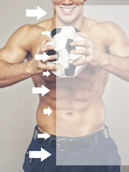 Muscle man  with ball — Stock Photo, Image