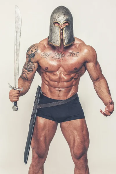 Barbarian with weapon — Stock Photo, Image