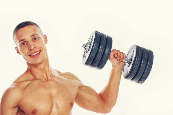 Man with dumbbell — Stock Photo, Image
