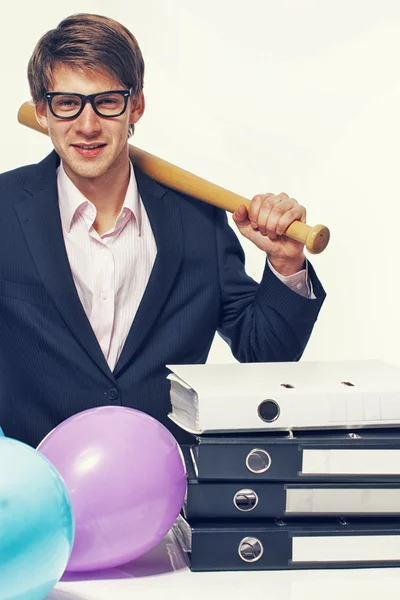 Man with bat — Stock Photo, Image