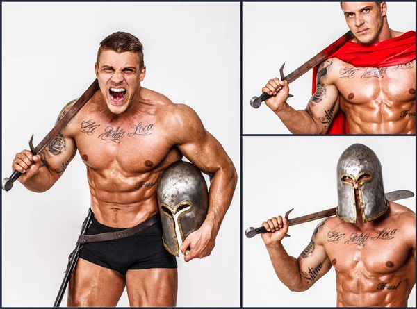 Barbarian with weapon — Stock Photo, Image