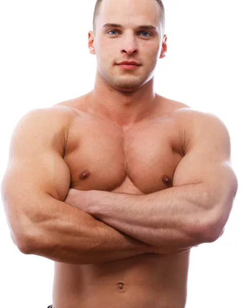 Naked guy with crossed arms — Stock Photo, Image