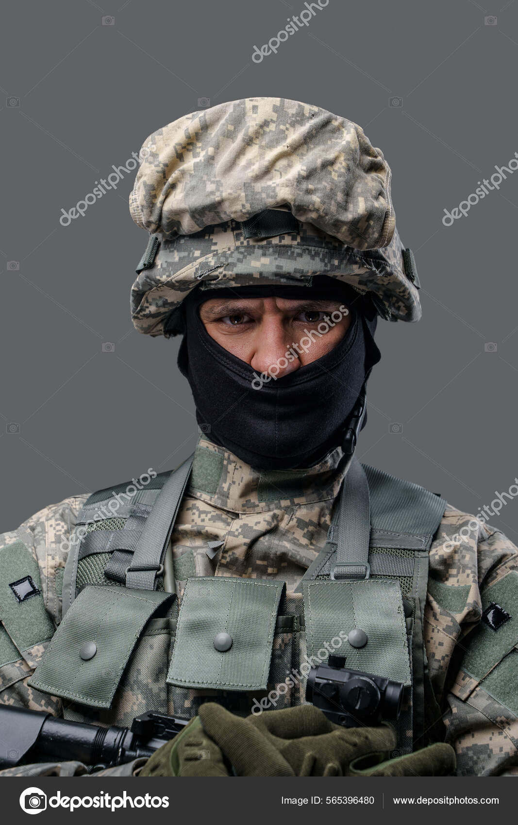 Traje gris, uniforme militar, soldado militar, camuflaje militar