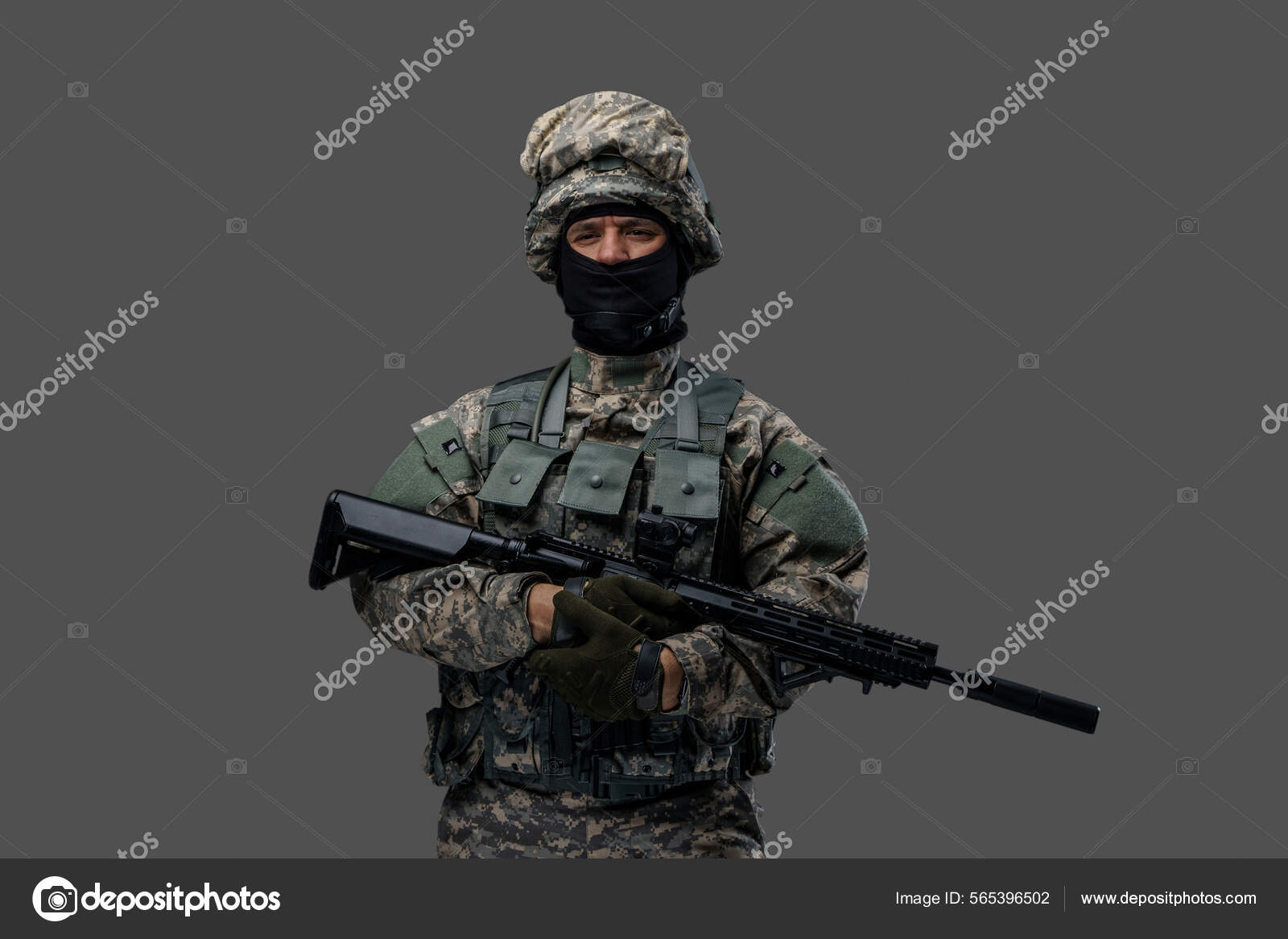 Traje gris, uniforme militar, soldado militar, camuflaje militar