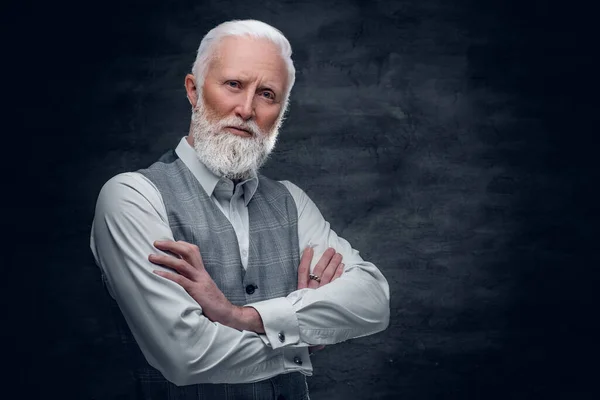 Homem velho elegante com barba elegante e penteado — Fotografia de Stock