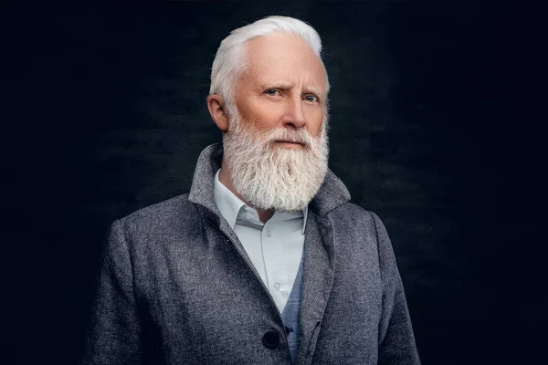 Homem idoso bem vestido com penteado elegante e barba longa — Fotografia de Stock