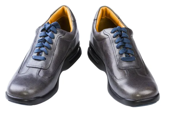 Grå läder mannens skor — Stockfoto