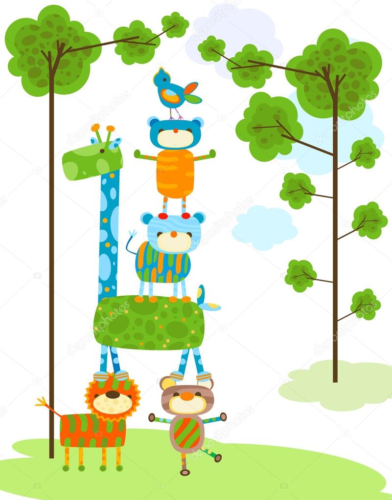 Disegno simpatici animali — Vettoriale Stock