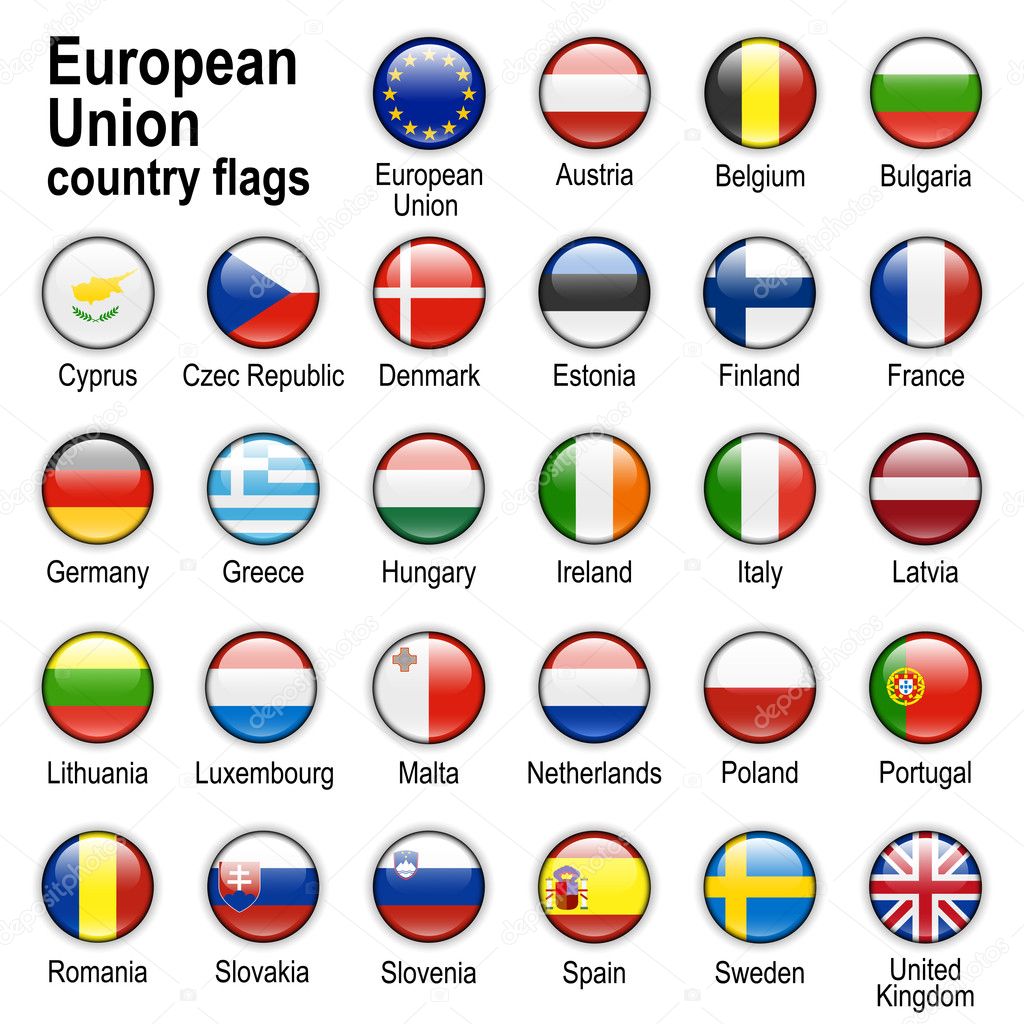 Kraje Unii Europejskiej Flagi Flags of countries - members of European Union premium vector in Adobe