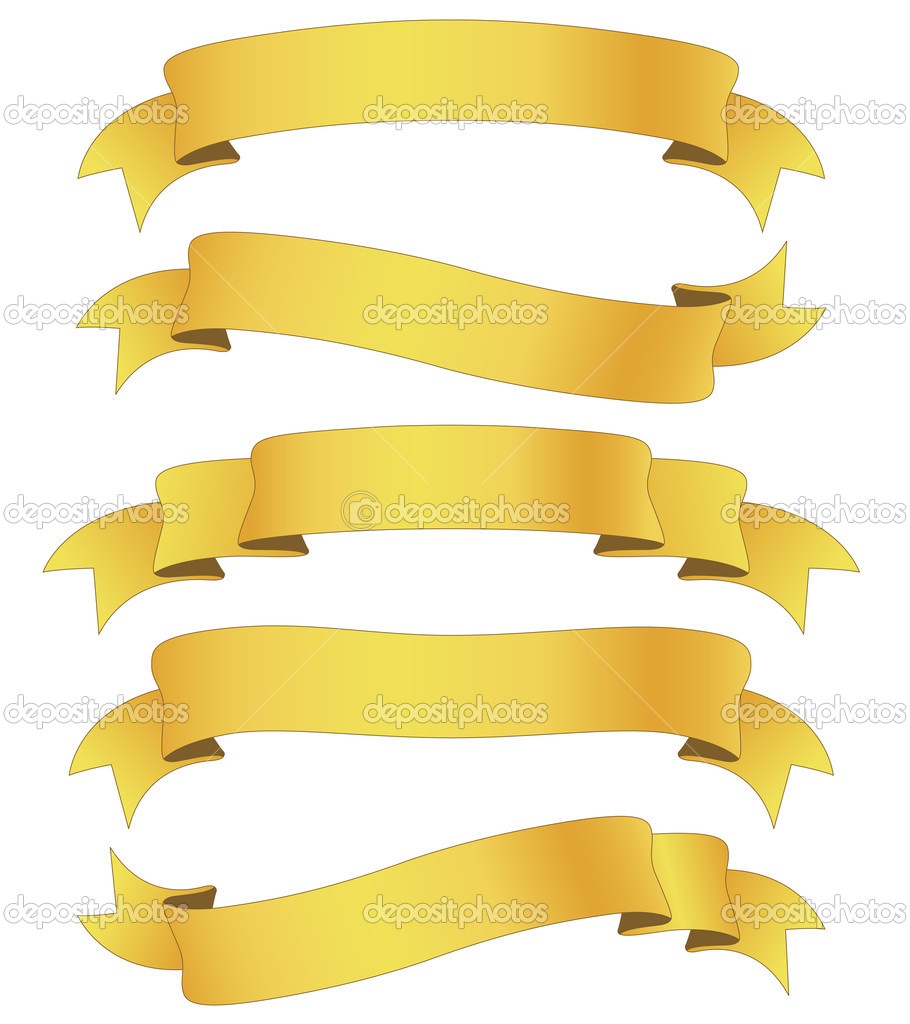 Curled golden ribbons, illustration