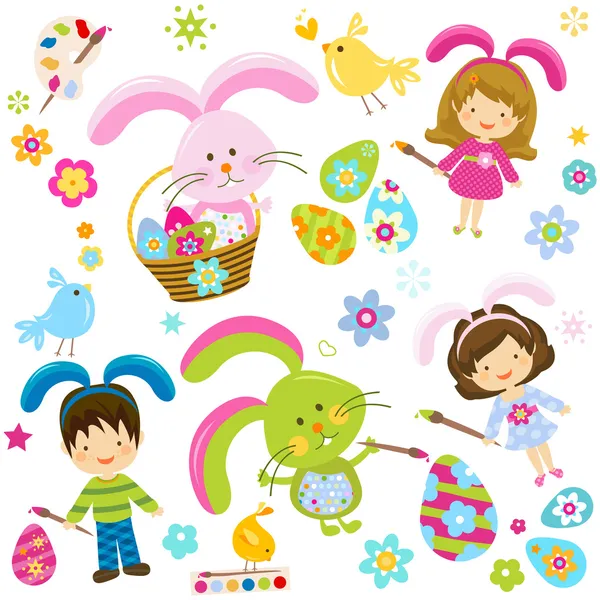 Niños de Pascua — Vector de stock