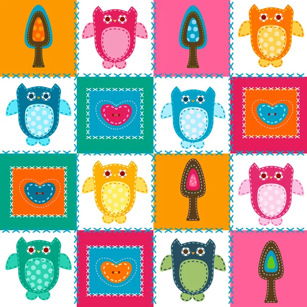 Stitched owls — Stock Vector
