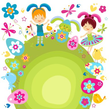 çocuk ve girlcelebrating Paskalya