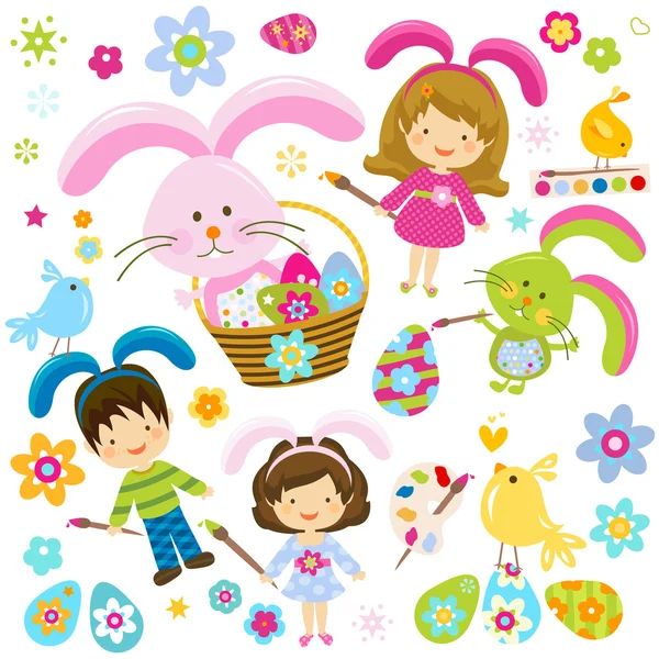 Niños de Pascua — Vector de stock