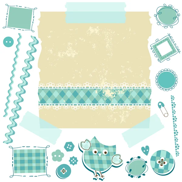 Blue scrapbook kit — Stock Vector