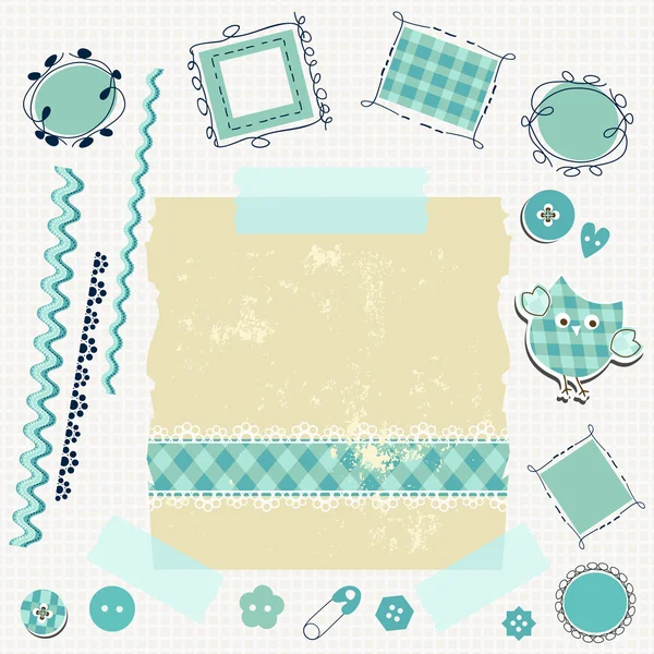 Blue scrapbook kit — Stock Vector