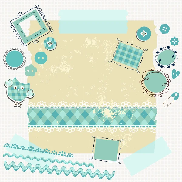 Kit scrapbook blu — Vettoriale Stock