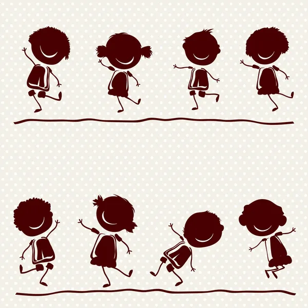 Silhouettes enfants heureux — Image vectorielle