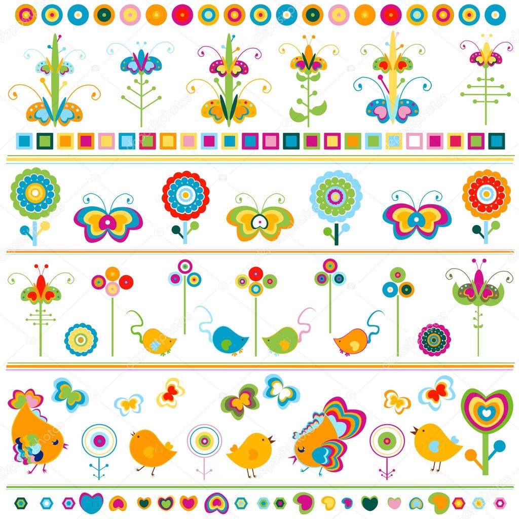 cute borders with colorful elements