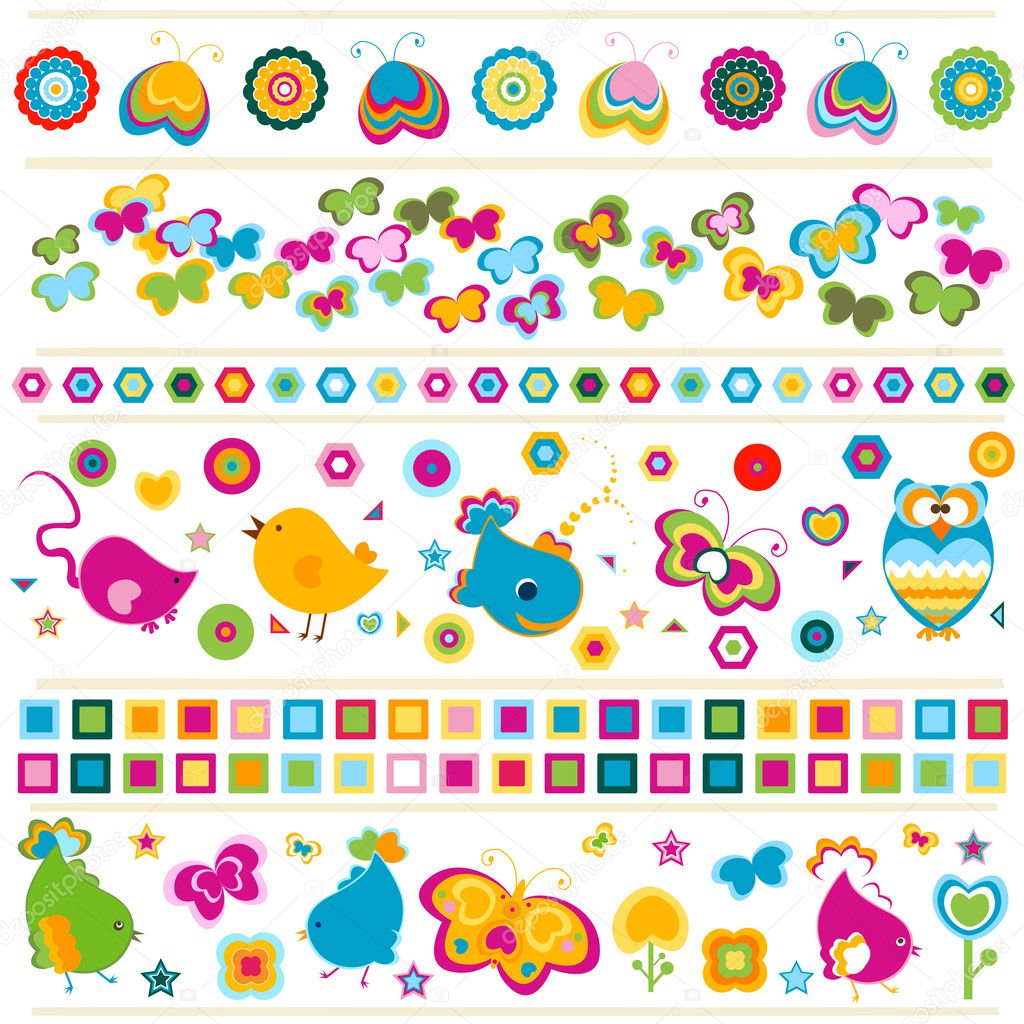 cute borders with colorful elements