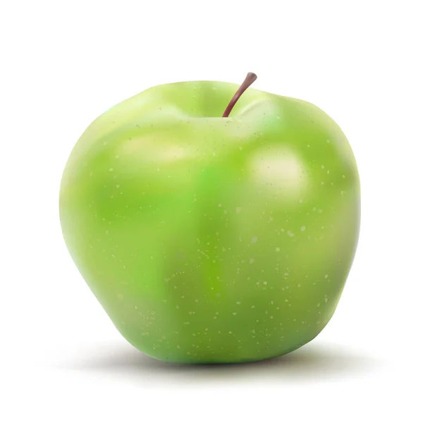 Vector Realista Manzana Verde Aislado Sobre Fondo Blanco — Vector de stock