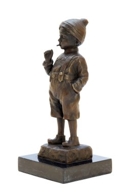 Düdük boy gösteren antik bronz heykel