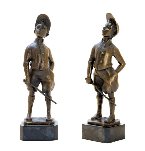 Antique bronze figurine depicting a whistling boy — Stock Photo, Image