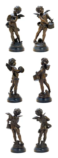 Bronze antique figurine of playing angel. — Stock Photo, Image