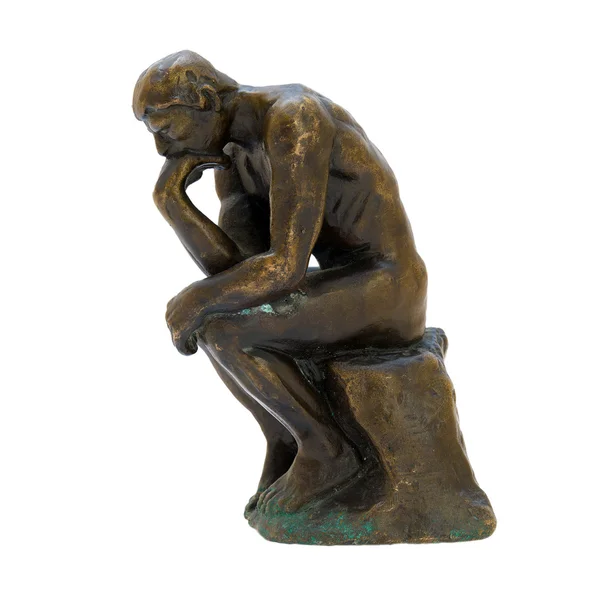 Antique bronze figurine of the naked thinker man. — Stock Photo, Image