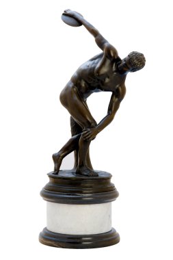 Bronze antique figurine of the thrower man. clipart