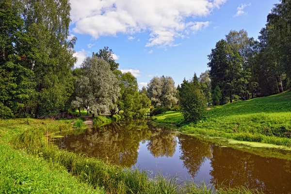 Krajobraz lato w ogrodzie pavlovsk. — Zdjęcie stockowe