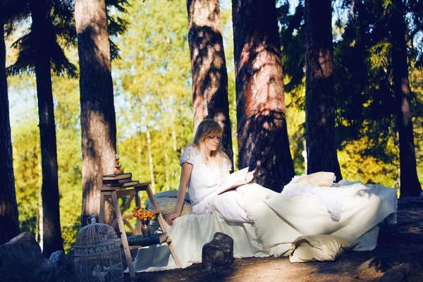 Il letto nella foresta — Foto Stock
